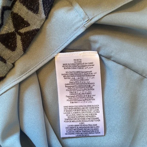 BCBGMAXAZRIA 'Milana' Light Blue/Navy Laced Placket Woven Dress Size XS - Picture 13 of 14